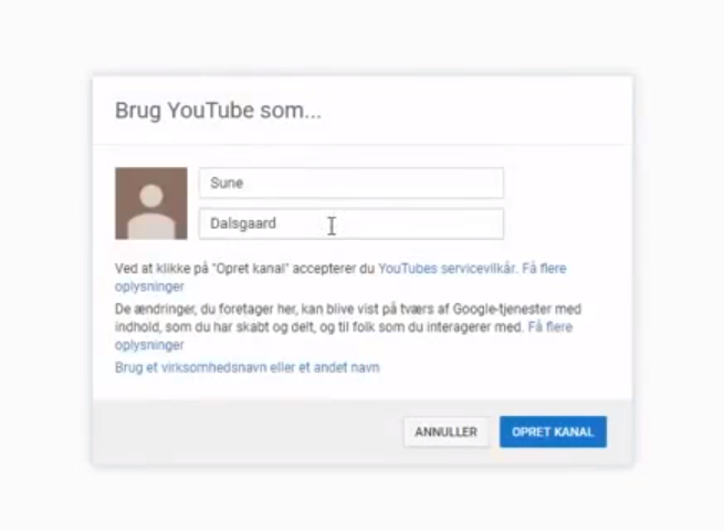 Opret Youtube kanal